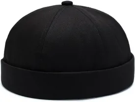 No Brim Skullcap Sailor Cap Adjustable Rolled Cuff Docker Beanie Hat Brimless Caps for Men