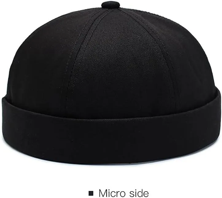 No Brim Skullcap Sailor Cap Adjustable Rolled Cuff Docker Beanie Hat Brimless Caps for Men