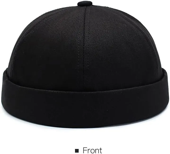 No Brim Skullcap Sailor Cap Adjustable Rolled Cuff Docker Beanie Hat Brimless Caps for Men