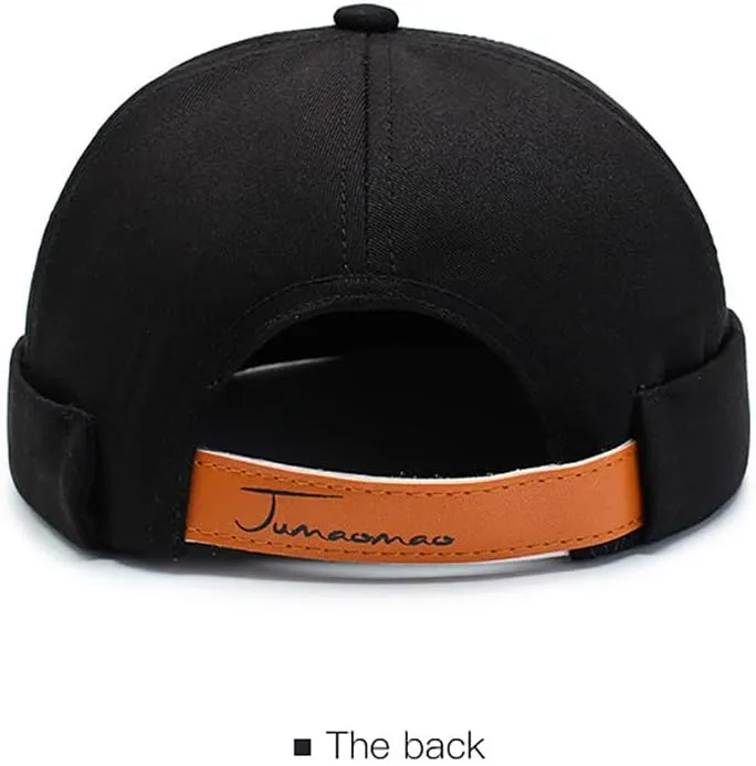 No Brim Skullcap Sailor Cap Adjustable Rolled Cuff Docker Beanie Hat Brimless Caps for Men