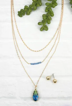 Ocean Teardrop Layered Necklace