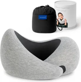 Ostrichpillow Go Neck Pillow, Travel Pillows for Airplanes, Premium Memory Foam Travel Pillow, 360 Ergonomic Design, Asymmetrical Sides, Travel Bag Included, Washable Modal Cover