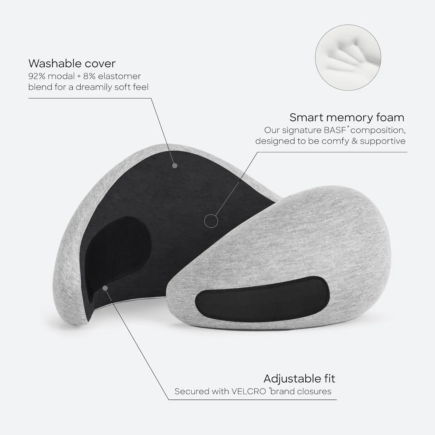 Ostrichpillow Go Neck Pillow, Travel Pillows for Airplanes, Premium Memory Foam Travel Pillow, 360 Ergonomic Design, Asymmetrical Sides, Travel Bag Included, Washable Modal Cover