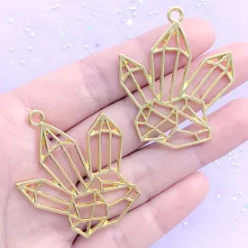 Outline Crystal Shard Open Bezel Pendant | Quartz Deco Frame for UV Resin Filling | Resin Jewellery DIY (2 pcs / Gold / 37mm x 44mm)