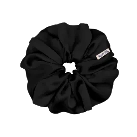 Oversized Black Silk Scrunchie