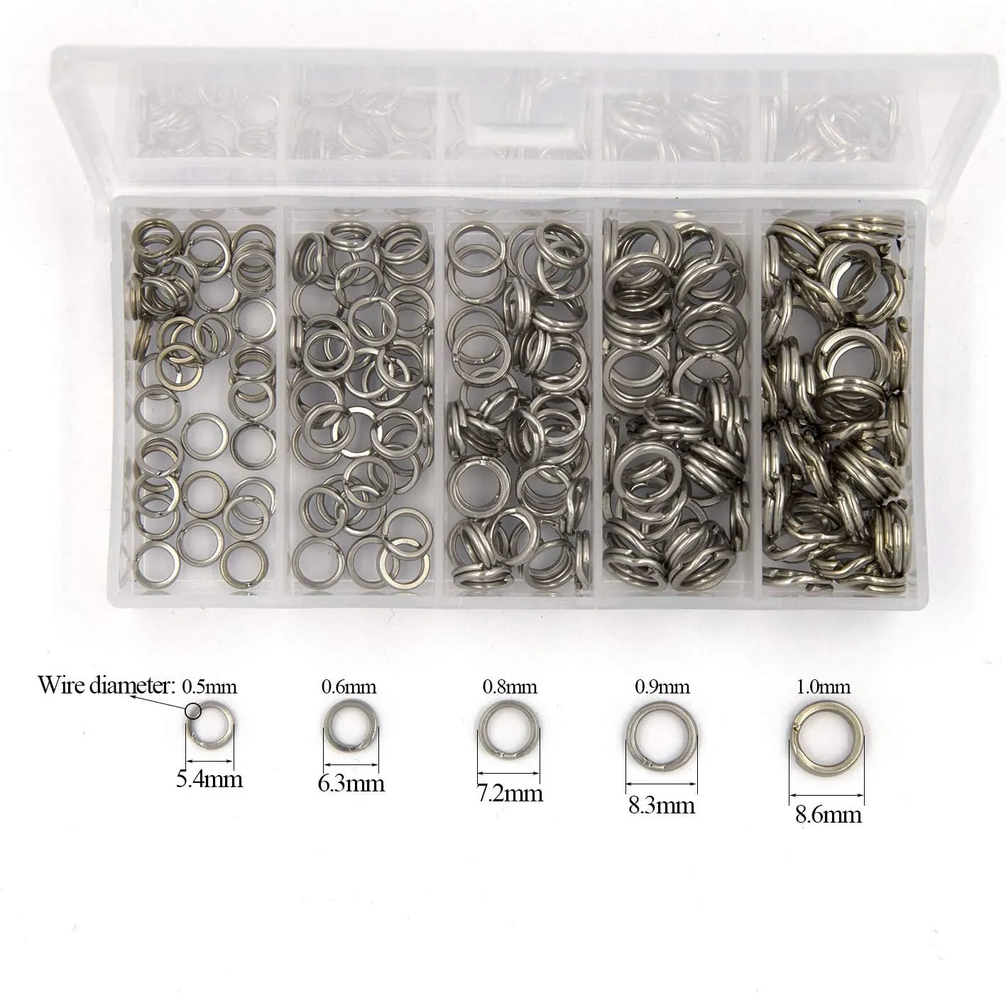 Pack of 201pcs Fishing Stainless Steel Split Rings 5 Sizes and Plier Set, Split Ring Capable of withstanding Large tensile Force and Fishing Plier Tool Kit for Saltwater Fishing Lure Connectors
