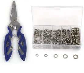 Pack of 201pcs Fishing Stainless Steel Split Rings 5 Sizes and Plier Set, Split Ring Capable of withstanding Large tensile Force and Fishing Plier Tool Kit for Saltwater Fishing Lure Connectors