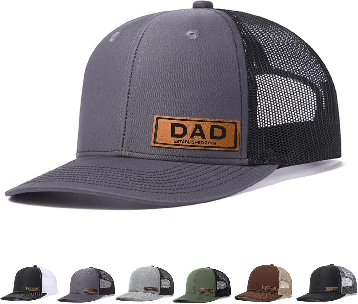 Personalized Dad Hats for Fathers Day, Dad Gifts Mens Baseball Cap, Snapback Hats for Men, Leather Patch Trucker Hat