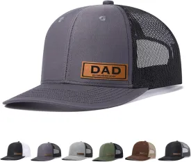 Personalized Dad Hats for Fathers Day, Dad Gifts Mens Baseball Cap, Snapback Hats for Men, Leather Patch Trucker Hat
