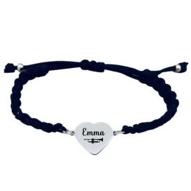Personalized Engraved Trumpet Heart Rope Bracelet