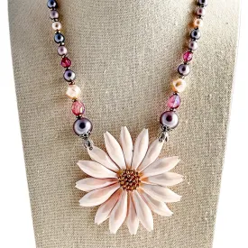 Petal Pink Single Flower Statement Necklace