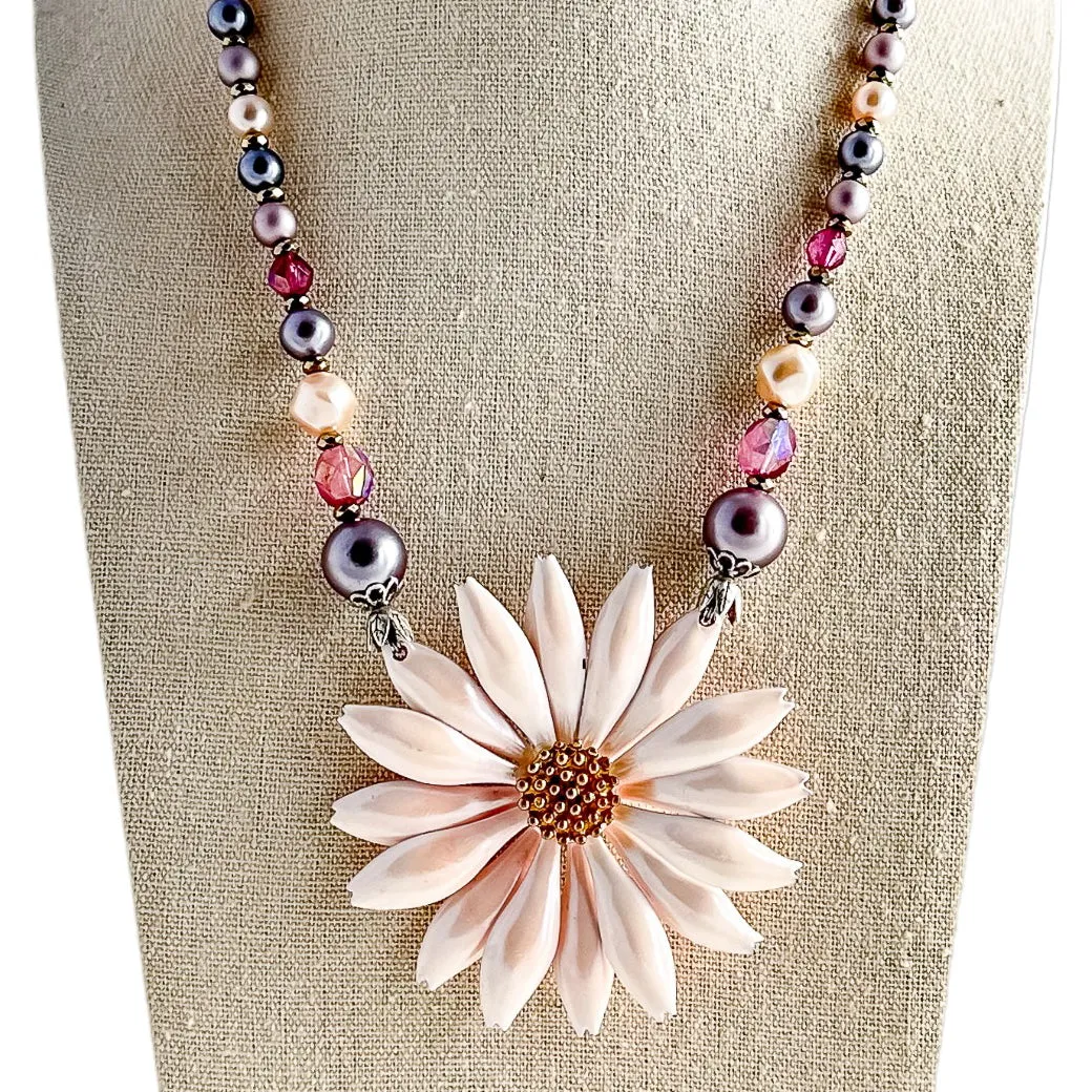 Petal Pink Single Flower Statement Necklace