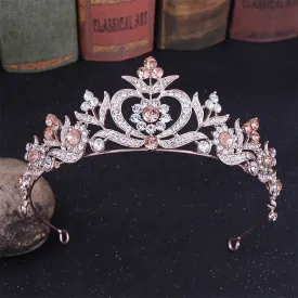 Petite Tiara Crowns Wedding Crystal Flower Bridal Hair Jewelry