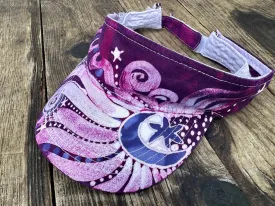 Pretty In Pink Moon and Stars Adjustable Sun Visor Hat