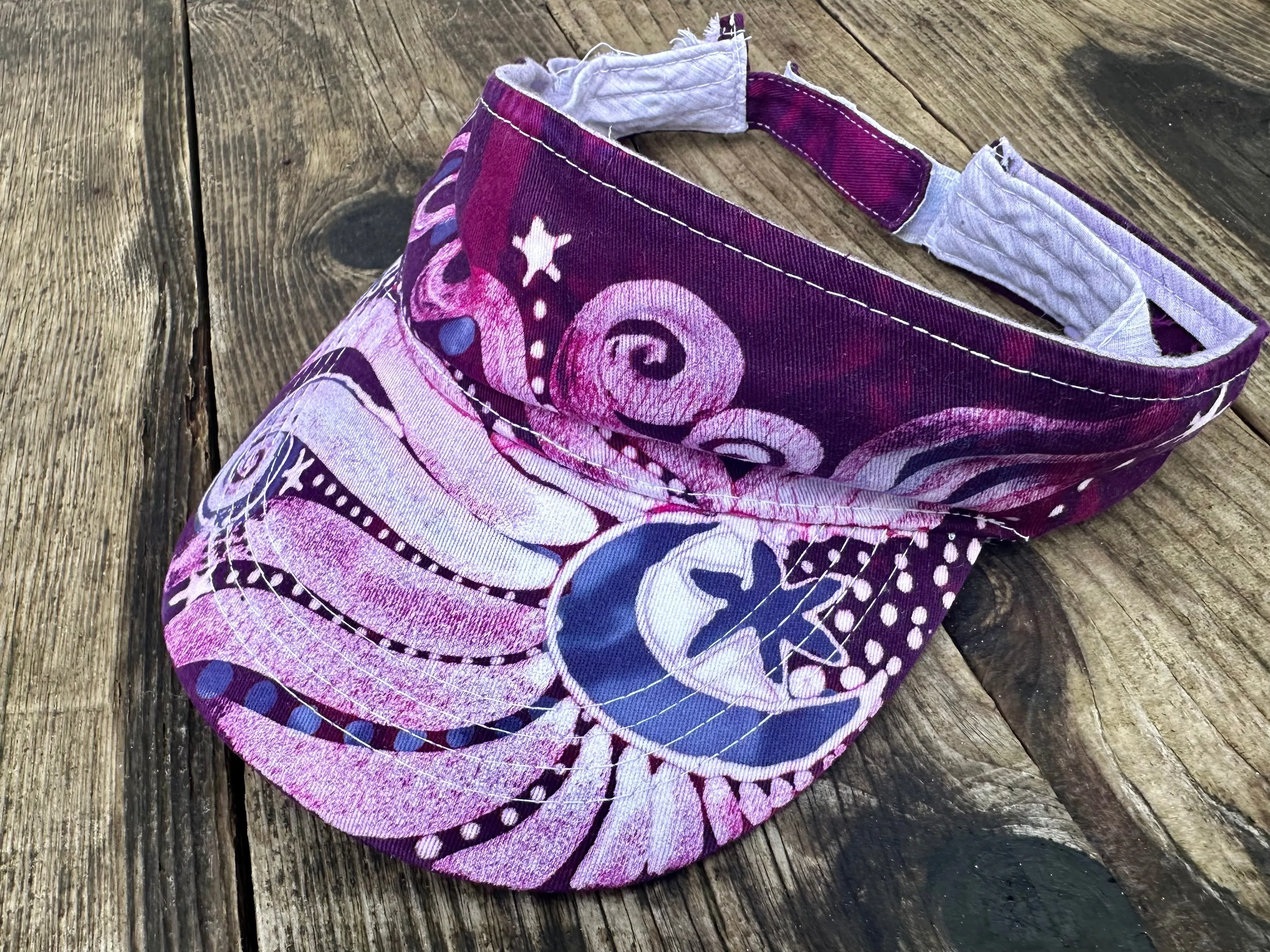 Pretty In Pink Moon and Stars Adjustable Sun Visor Hat