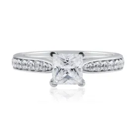 Princess Cut Diamond Solitaire with Bead-Set Pinch Band
