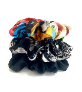 Printed Silk Hair Scrunchies   Set of 3 Into the Wild