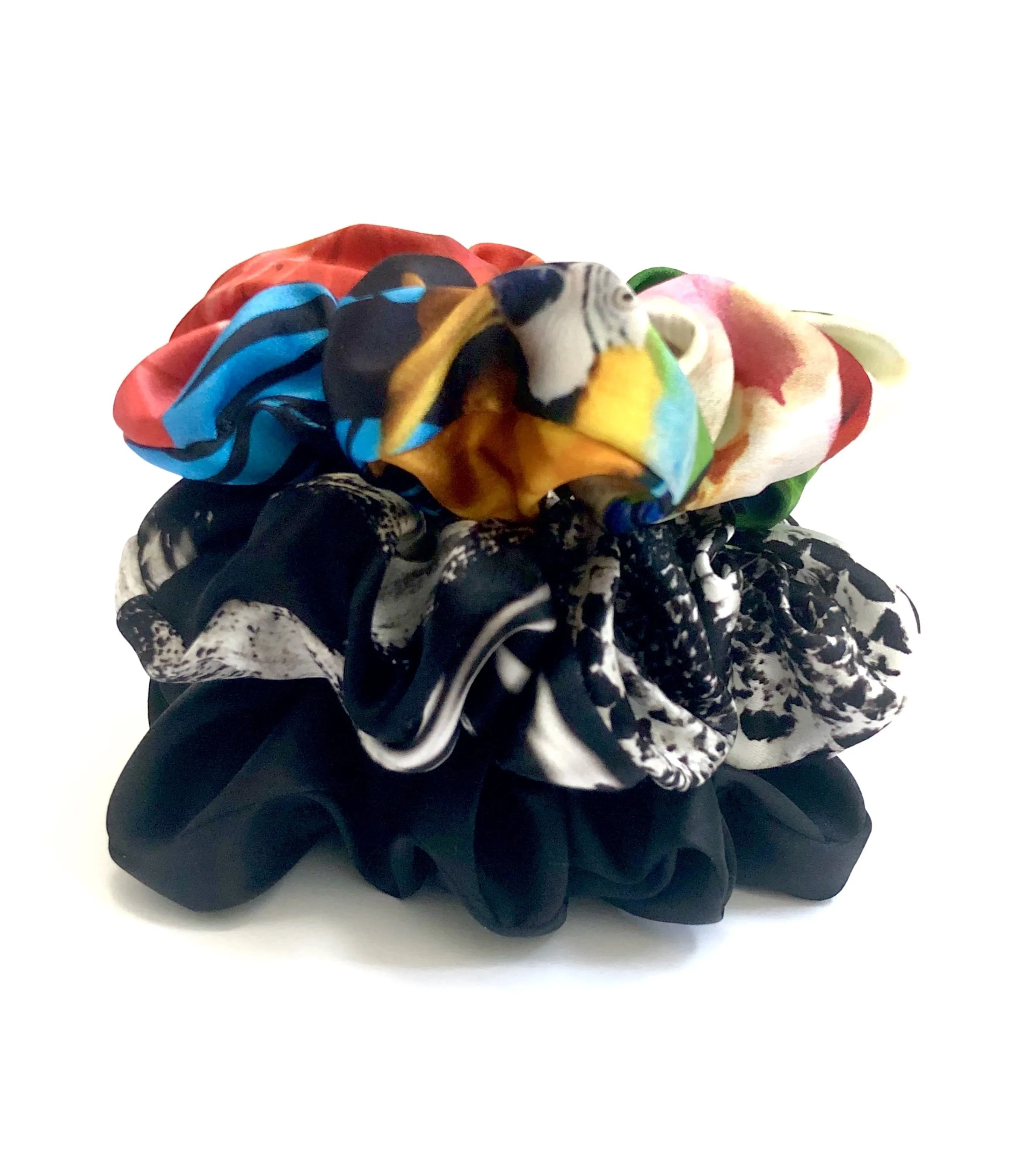 Printed Silk Hair Scrunchies   Set of 3 Into the Wild