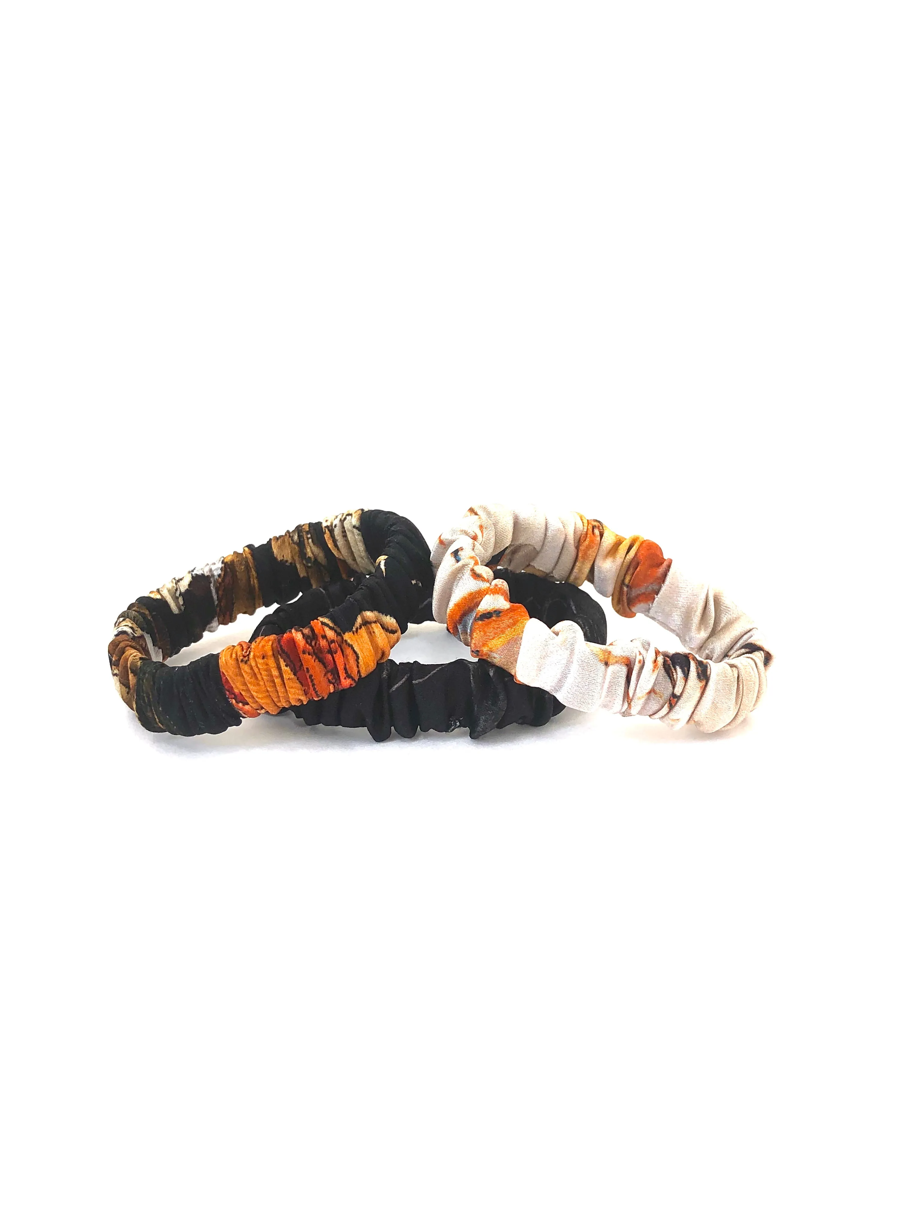 Printed Silk Mini Scrunchies   Set of 3 Marble Madness