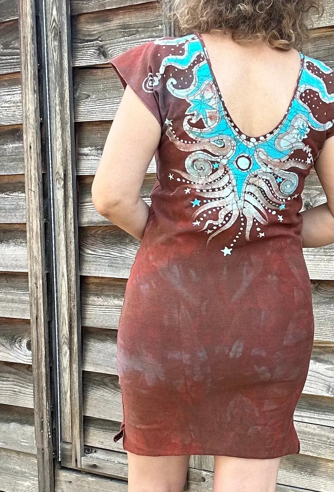 Red Cosmic Tribal Batik Tube Dress
