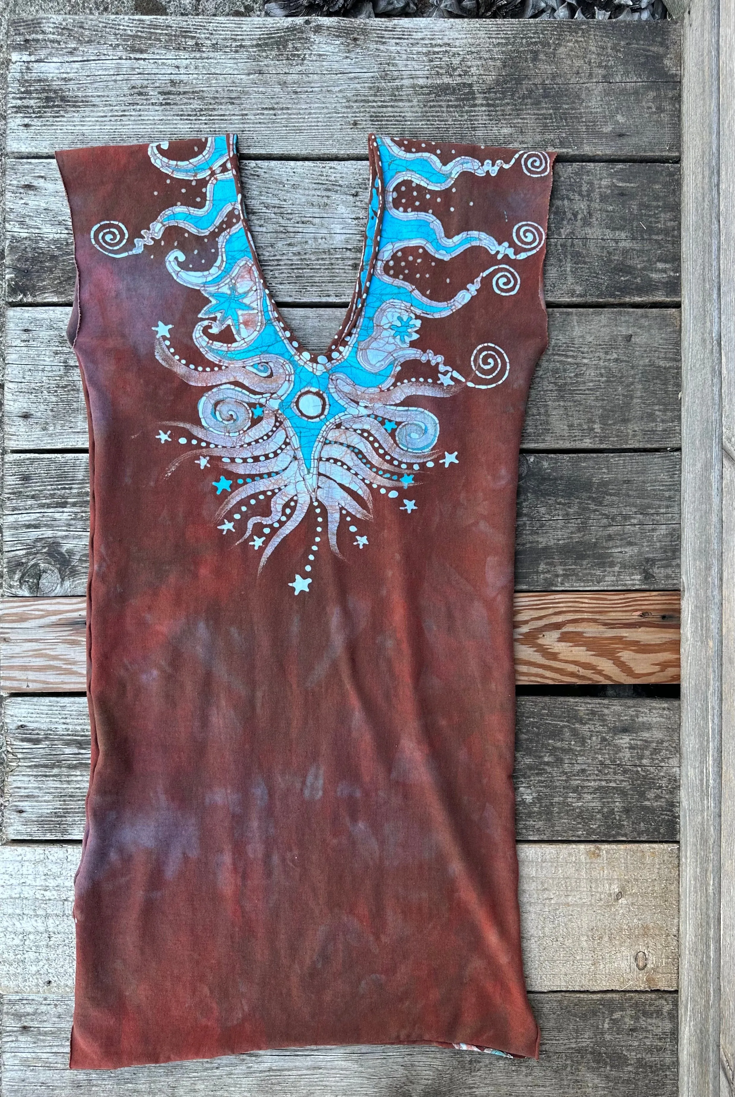 Red Cosmic Tribal Batik Tube Dress