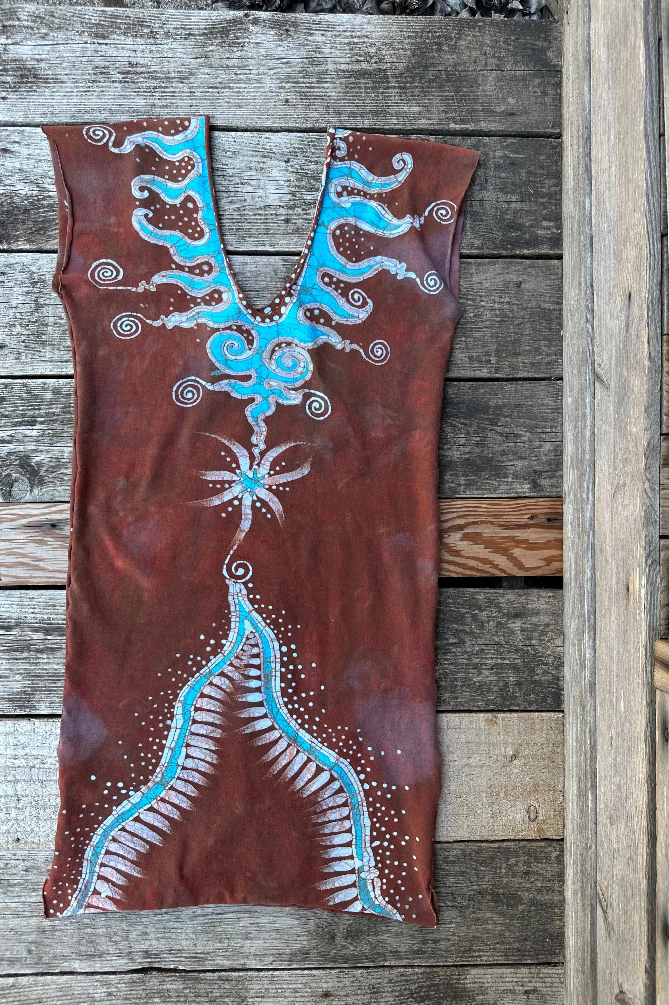 Red Cosmic Tribal Batik Tube Dress