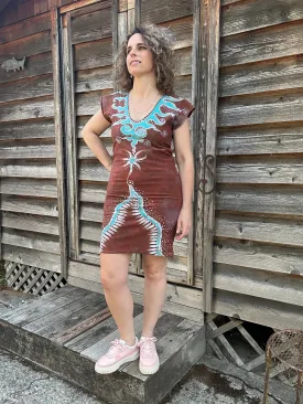 Red Cosmic Tribal Batik Tube Dress