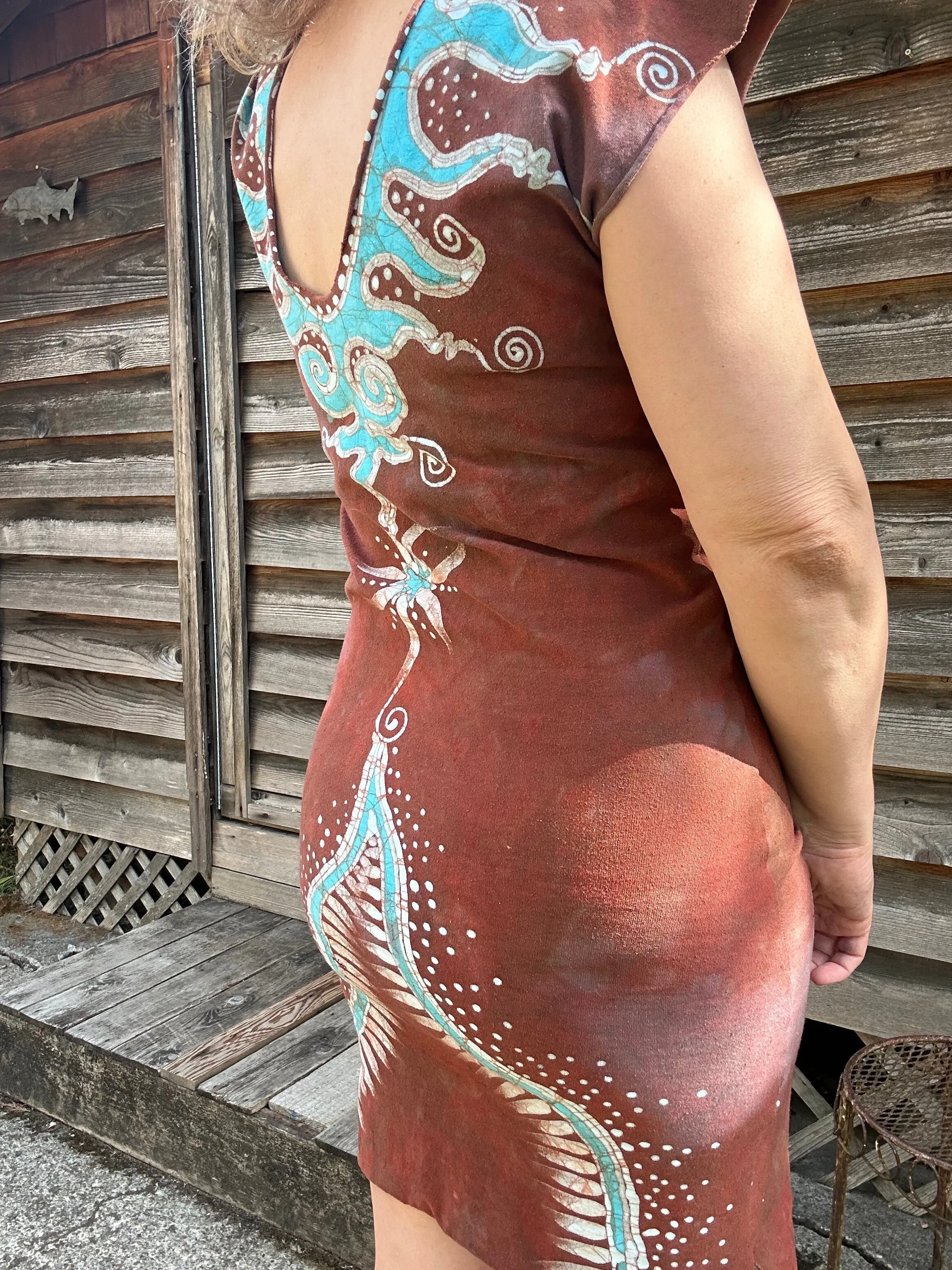 Red Cosmic Tribal Batik Tube Dress