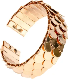 Reptilian Glam 18K Gold Plated Cuff; Serpentine or Scales Bangle look, Hip Bracelet, Fish Scales Modern Gold Plated Cuff or Accessory, Dressed up or down it matches most outfits