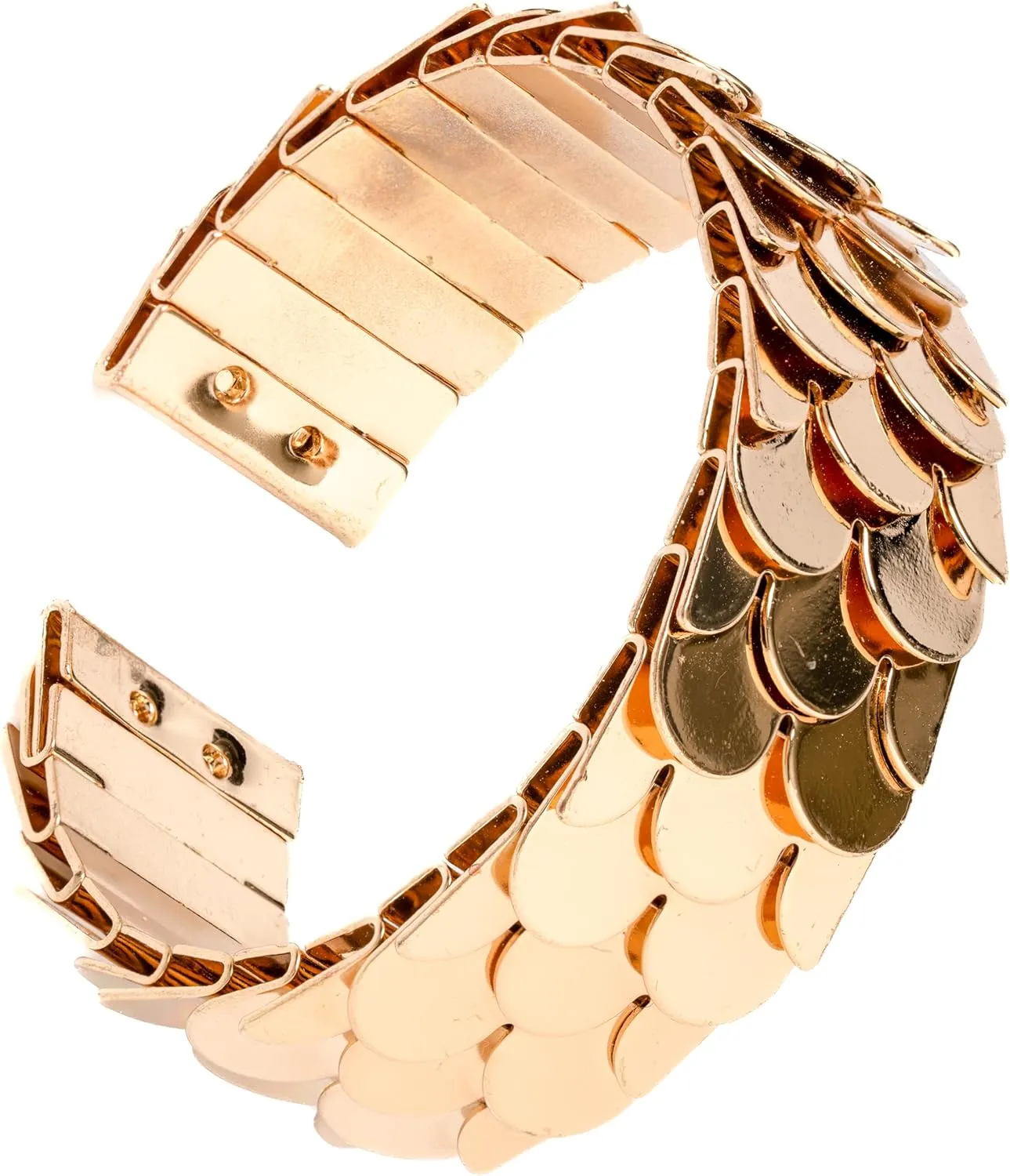 Reptilian Glam 18K Gold Plated Cuff; Serpentine or Scales Bangle look, Hip Bracelet, Fish Scales Modern Gold Plated Cuff or Accessory, Dressed up or down it matches most outfits