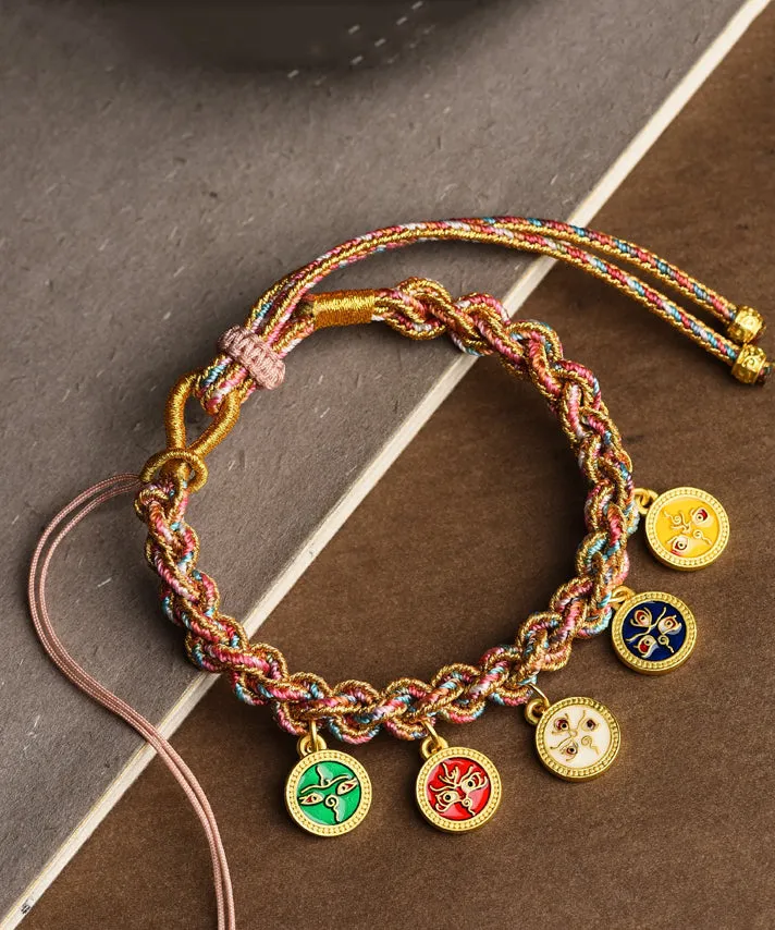 Retro Blue Hand Woven Five Paths of Wealth God Tassel Charm Bracelet ZZ075