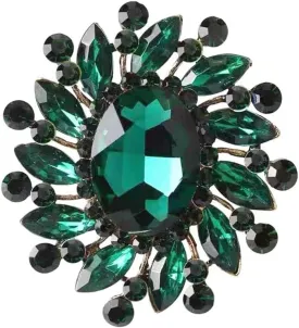 Rhinestone Flower Brooch Pin for Women Girls Vintage Emerald Crystal Lapel Pins Elegant Wedding Bouquet Brooches Dress Clothing Collar Suit Tie Jewelry Accessory Clip for Scarf Coat Shawl Hat Bag Art