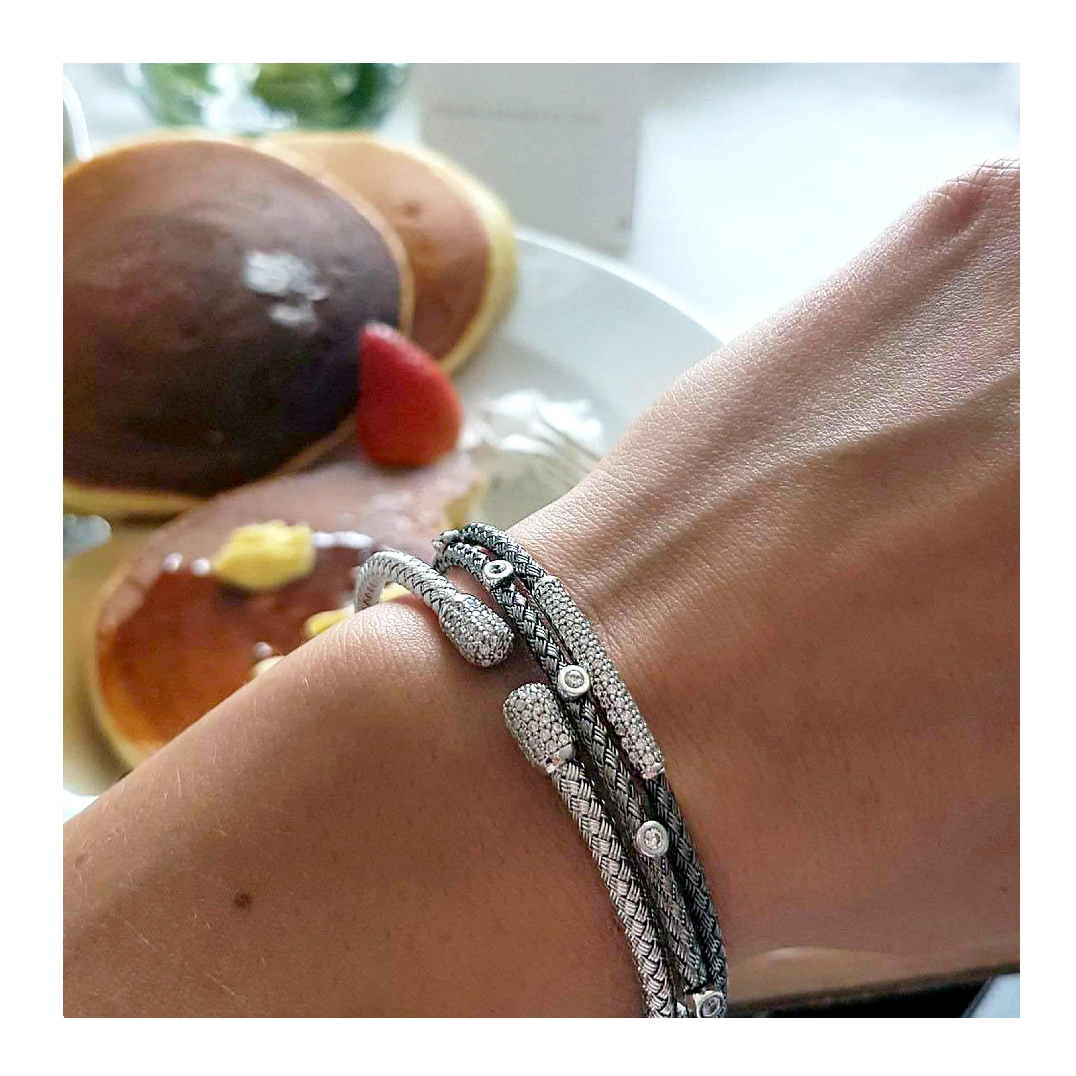 Silver Bracelet CZ Bar