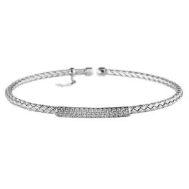 Silver Bracelet CZ Bar