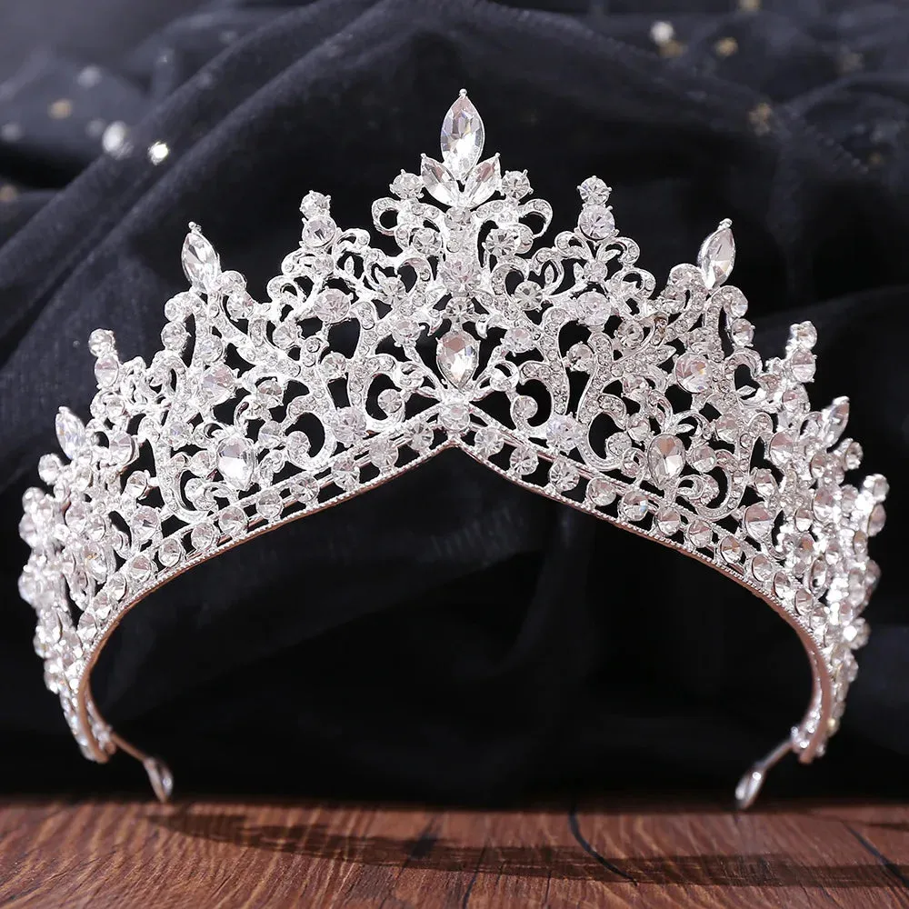 Silver Color Rhinestone Crystal Bridal Tiaras-Crowns- For Brides or Quinceaneras
