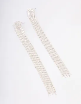 Silver Knotted Cup Chain Drop Earrings