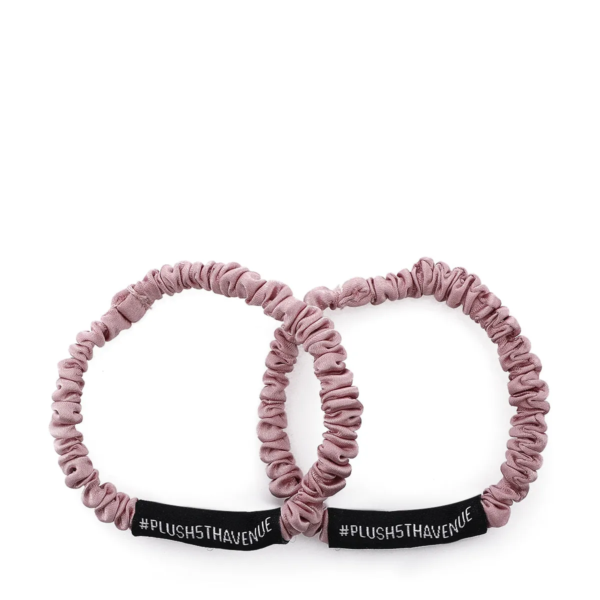Skinny Silk Scrunchies Set - 6 pcs-Pink,Ivory,Champagne