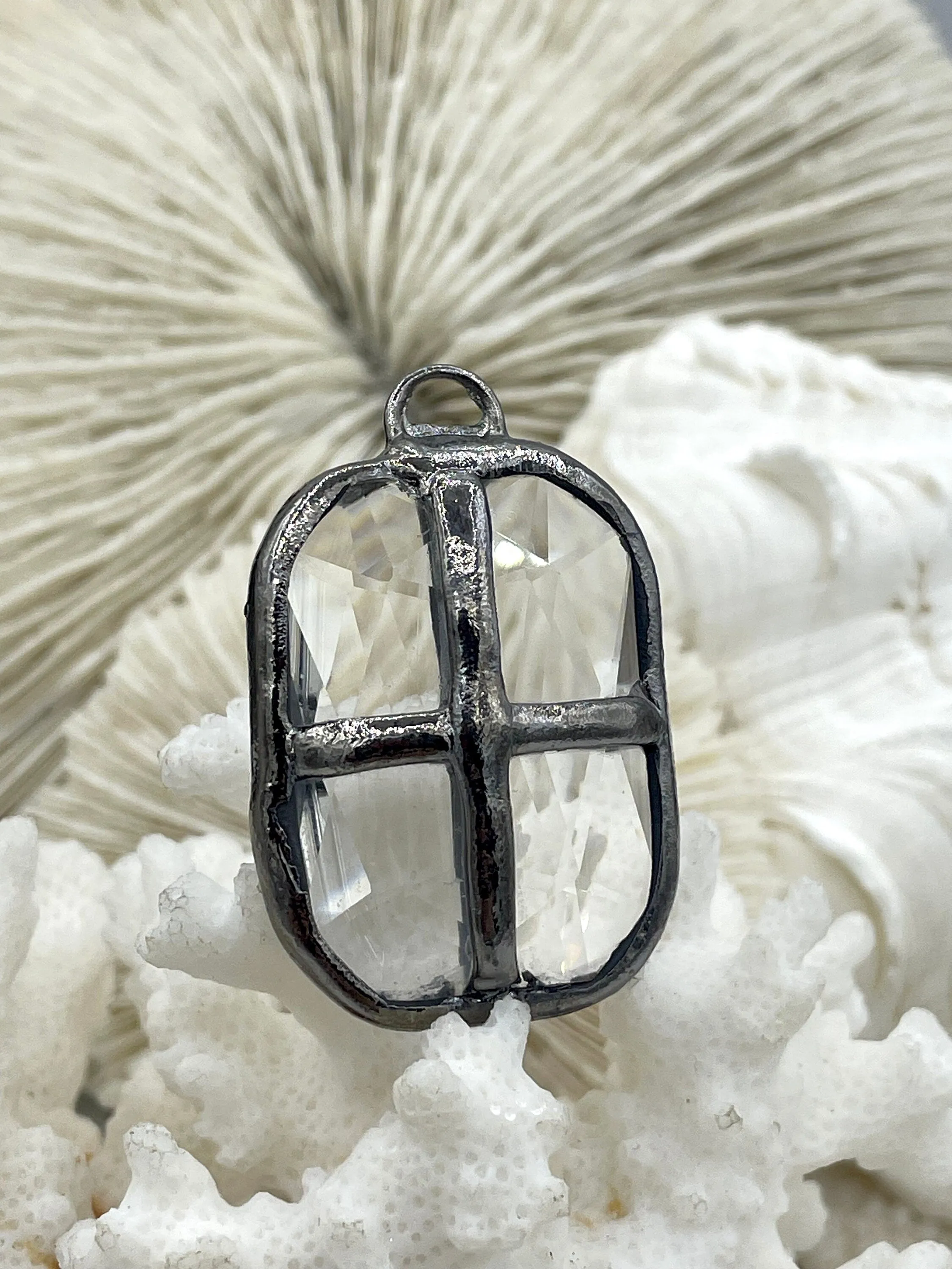Soldered Crystal Pendants and charms. Cross Soldered Charm, 4 Styles of Pendants, 2 colors of soldering, Clear Crystal. Fast Shipping