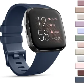 Sport Bands Compatible with Fitbit Versa 2 / Fitbit Versa/Versa Lite/Versa SE, Classic Soft Silicone Replacement Wristbands Straps for Fitbit Versa 2 Smart Watch Women Men (Small,Abyss Blue)