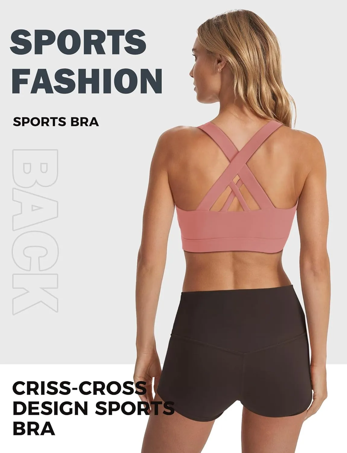 Sports Bras for Women, High Support Criss Cross Back Bras for Large Bust, High Impact Strappy Yoga Workout Bra