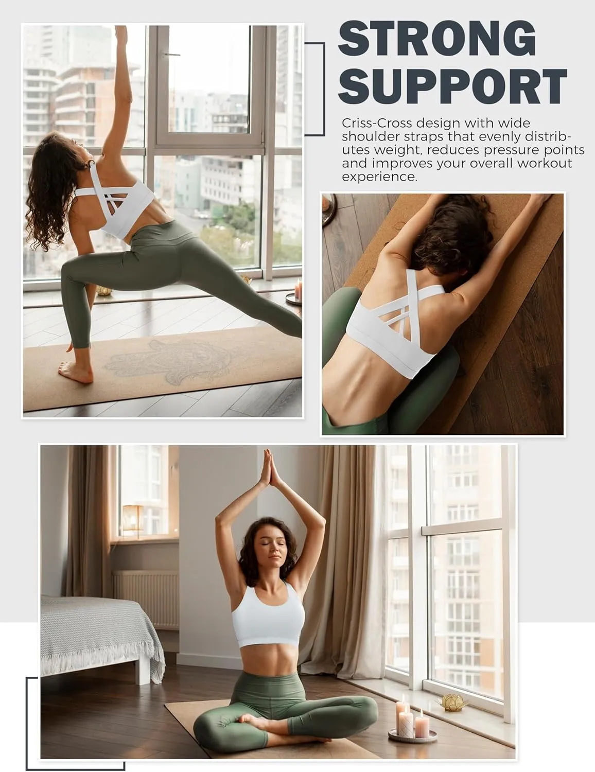 Sports Bras for Women, High Support Criss Cross Back Bras for Large Bust, High Impact Strappy Yoga Workout Bra