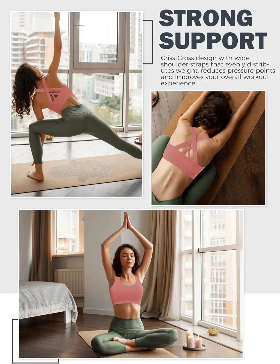 Sports Bras for Women, High Support Criss Cross Back Bras for Large Bust, High Impact Strappy Yoga Workout Bra