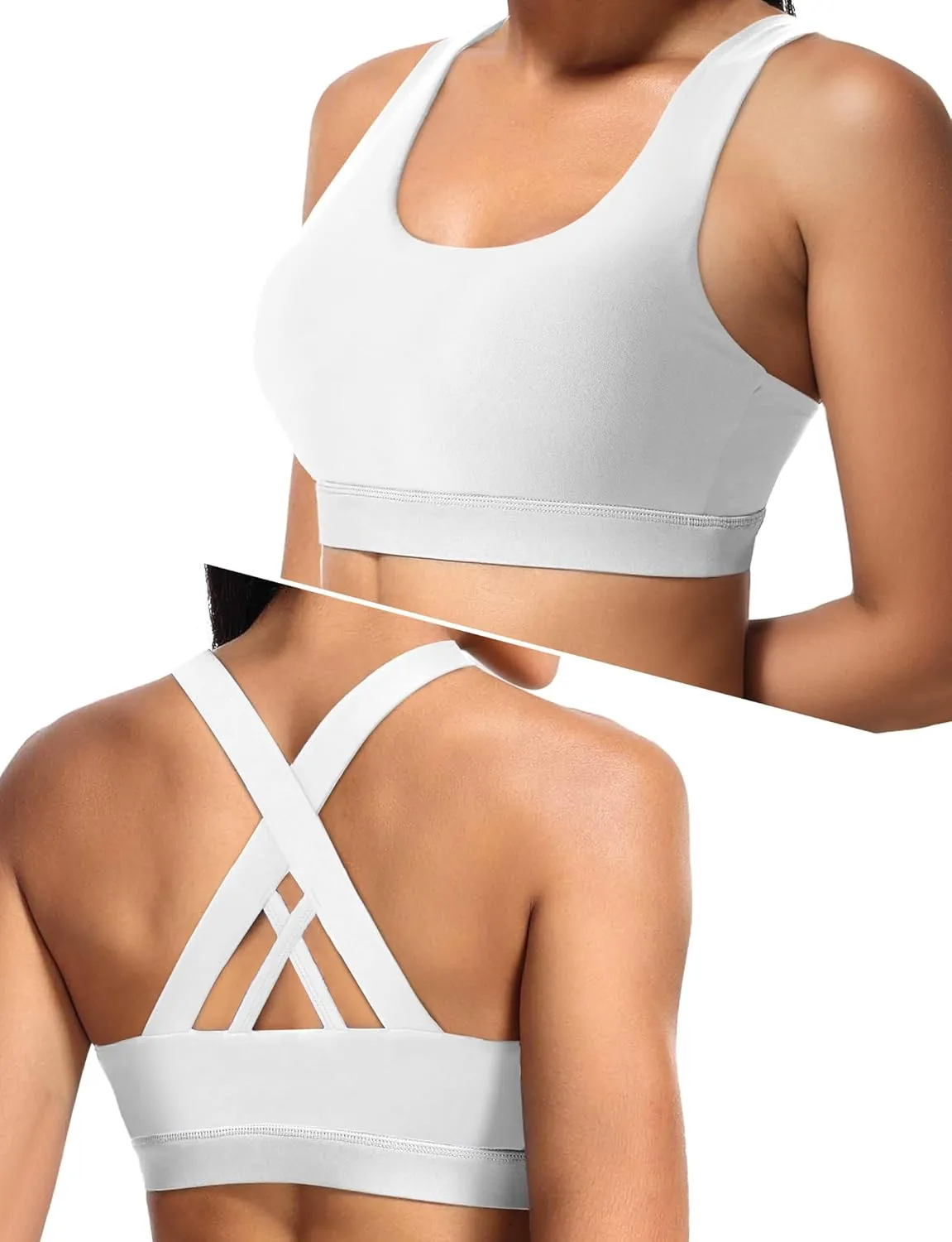 Sports Bras for Women, High Support Criss Cross Back Bras for Large Bust, High Impact Strappy Yoga Workout Bra
