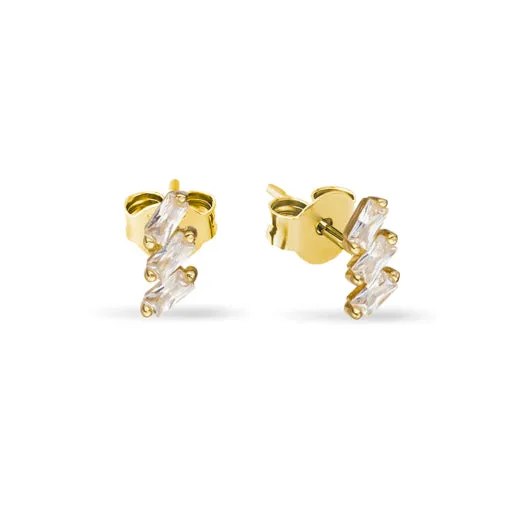 Sterling Silver Earrings - Triple CZ Stud