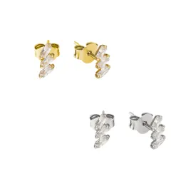 Sterling Silver Earrings - Triple CZ Stud
