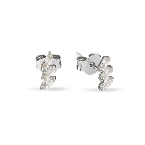 Sterling Silver Earrings - Triple CZ Stud