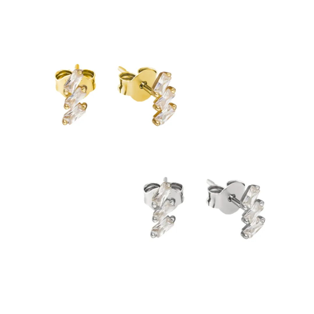 Sterling Silver Earrings - Triple CZ Stud