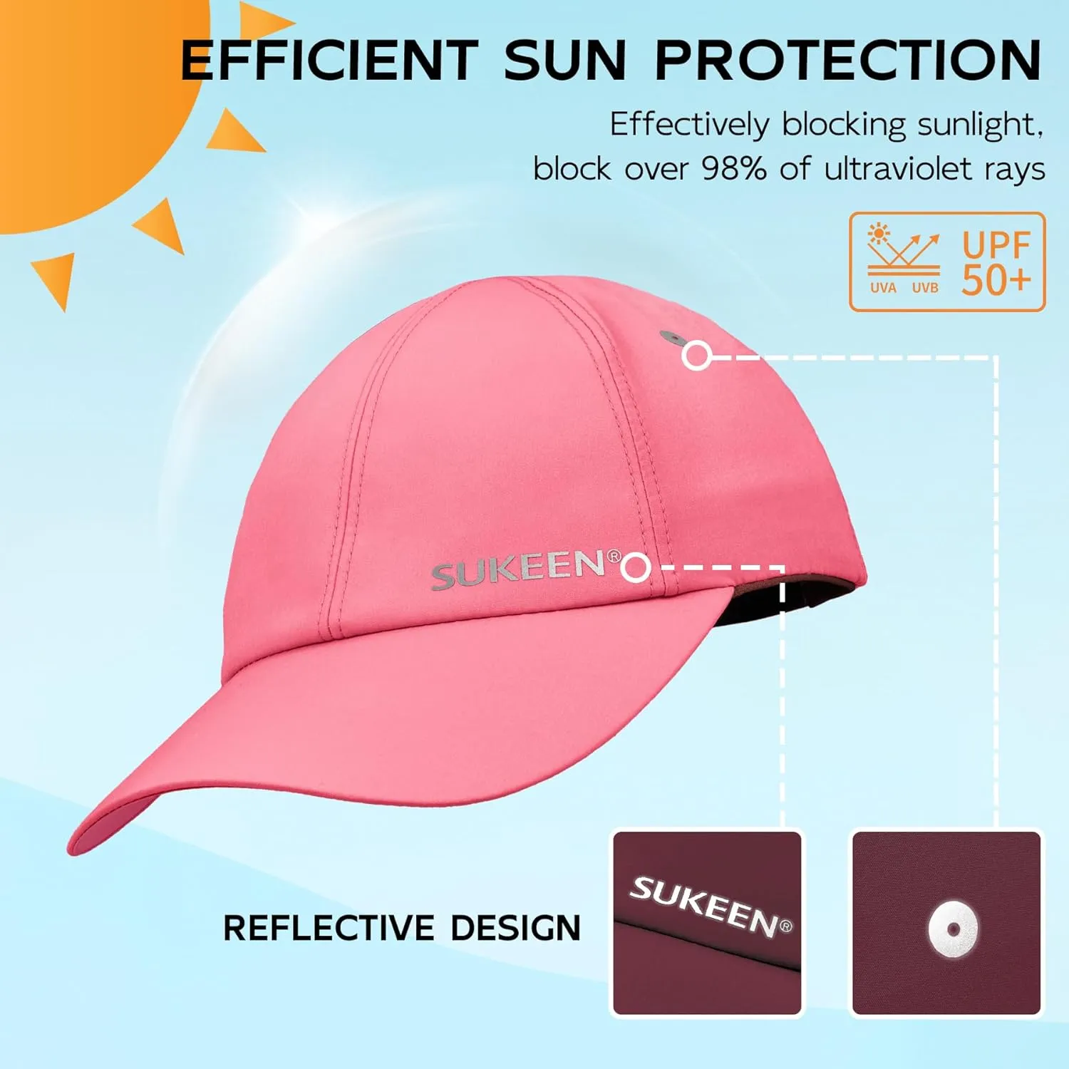Sukeen Kids Sun Hats for Girls Boys Quick Drying Baseball Cap Lightweight Sun Protection Hat for Outdoor Activity