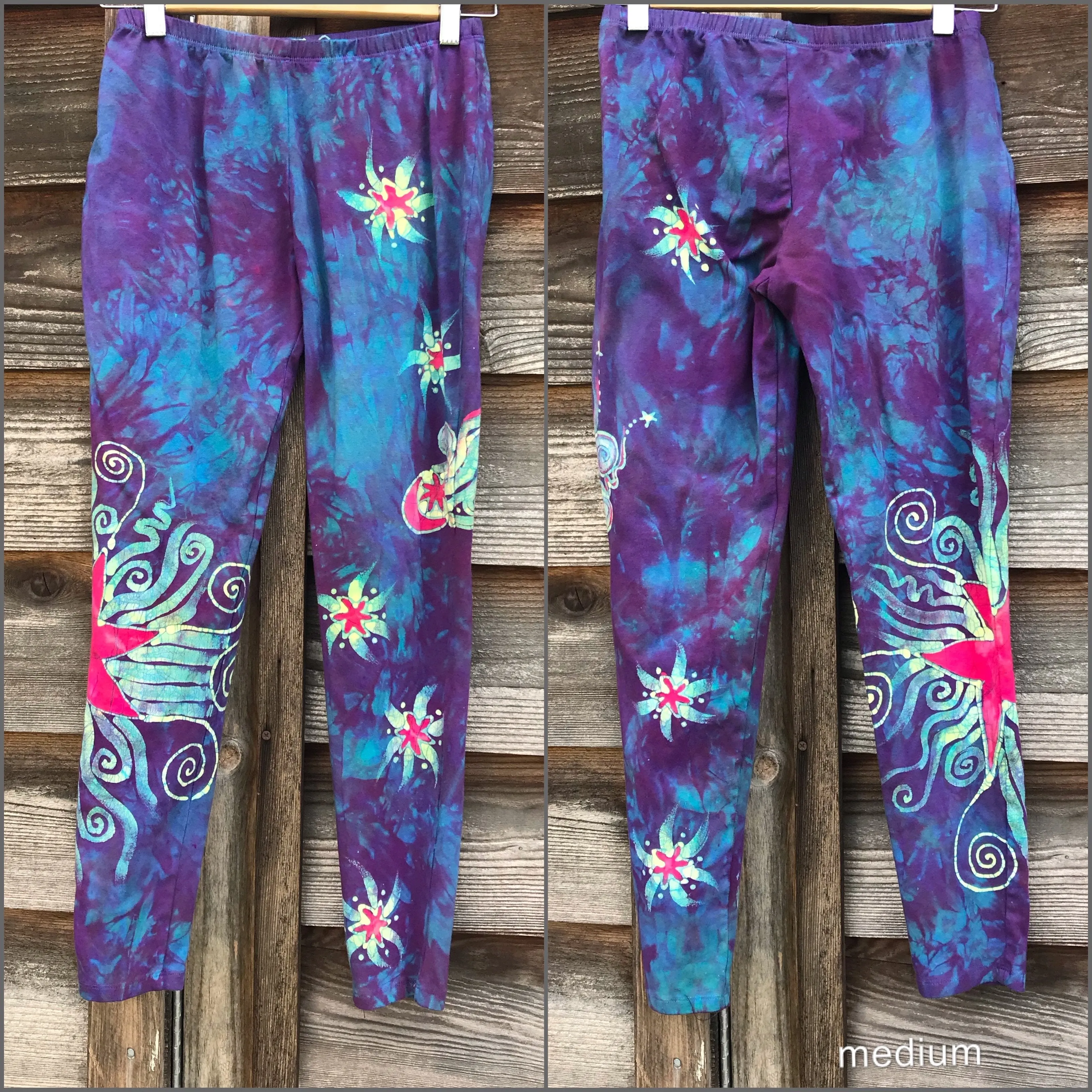 Sunrise Moon and Stars Batik Yoga Leggings