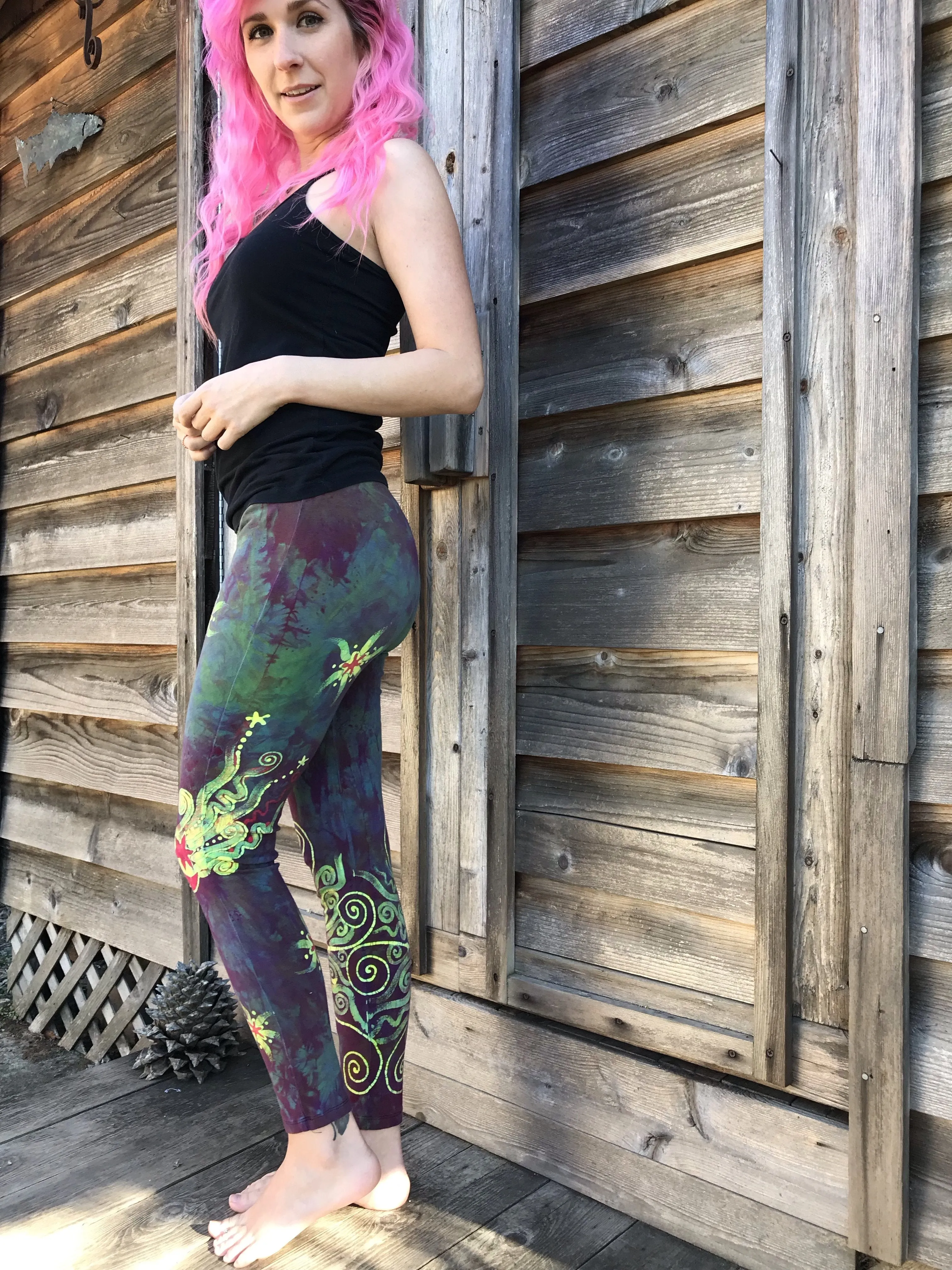 Sunrise Moon and Stars Batik Yoga Leggings